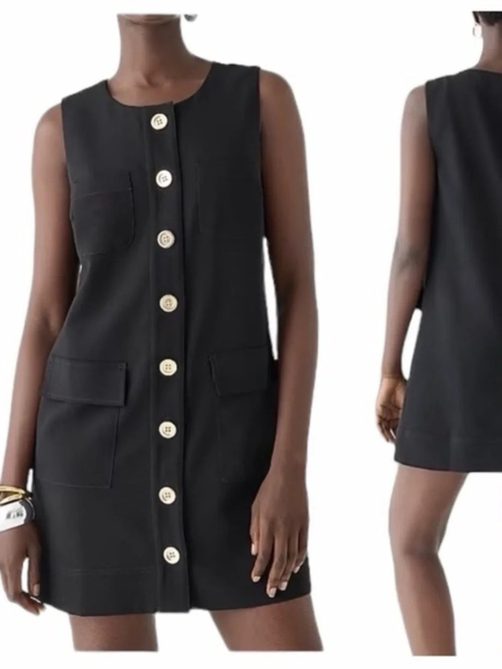 J.Crew black button-front shift dress